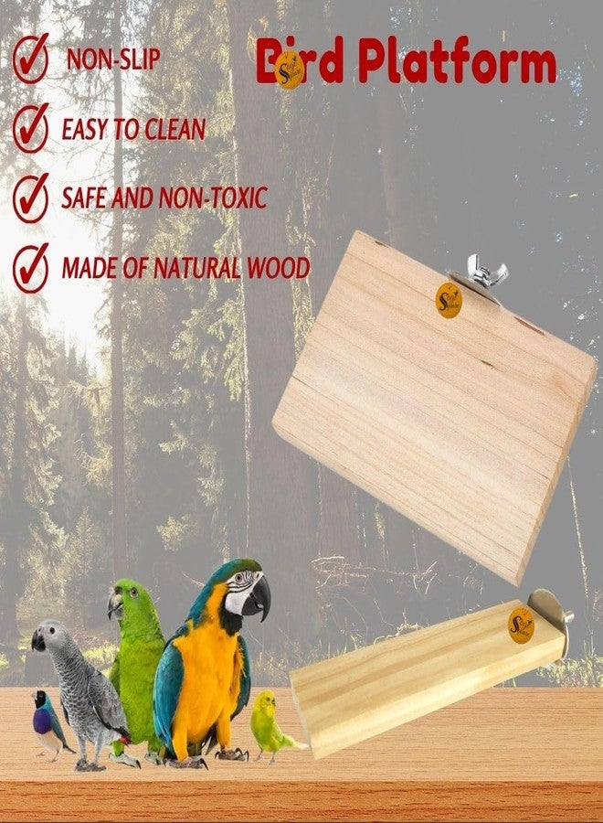 Sage Square Wooden Stand Platform Made of Natural Wood Combo of Two (2 * 5.5 & 6 * 4.5 inches) Rectangle Shaped Perch Stand, Cage Accessories, Gym, Playful Toy, Suitable for Birds, Parrots, Budgies - Image 5
